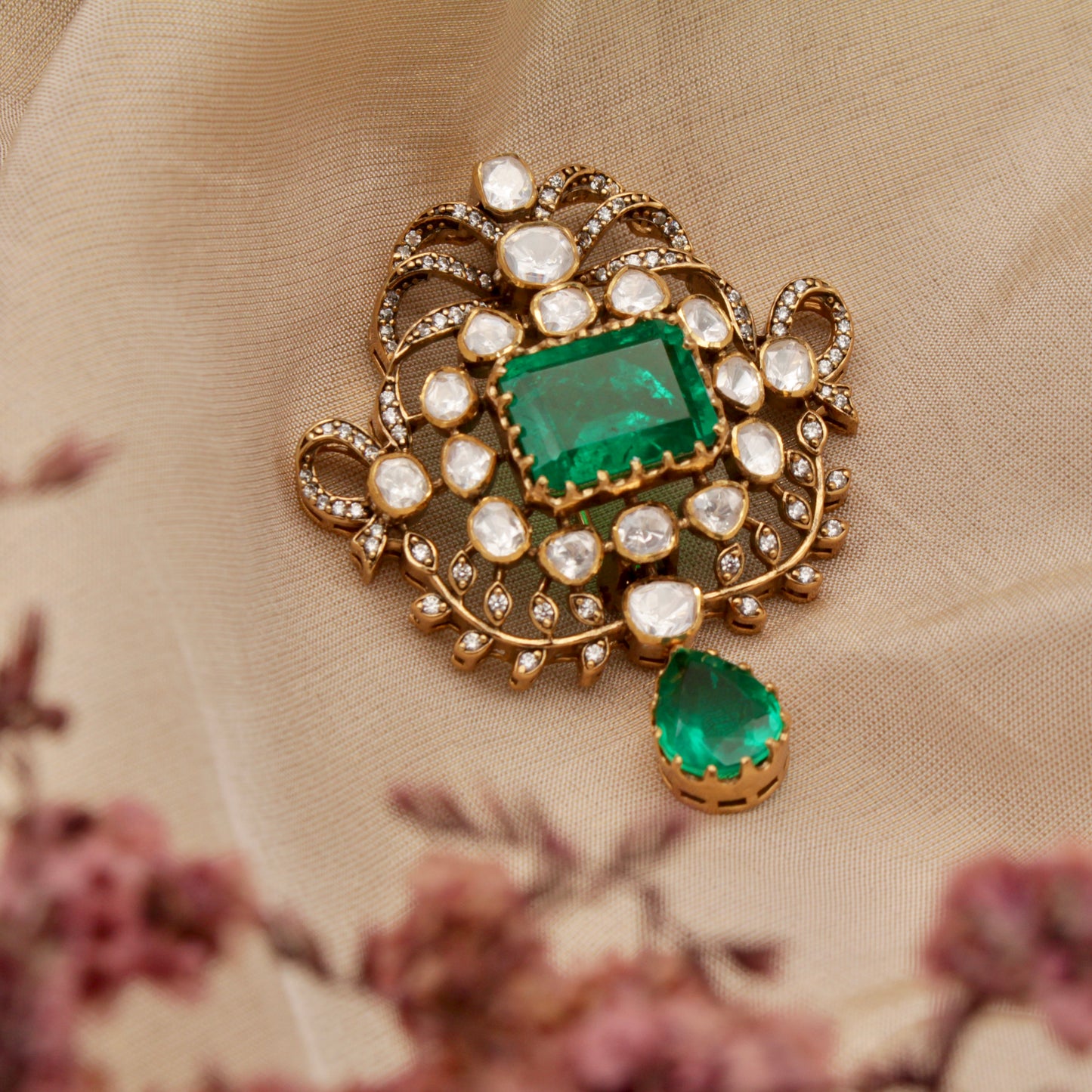 Regal Emerald Cascade Brooch