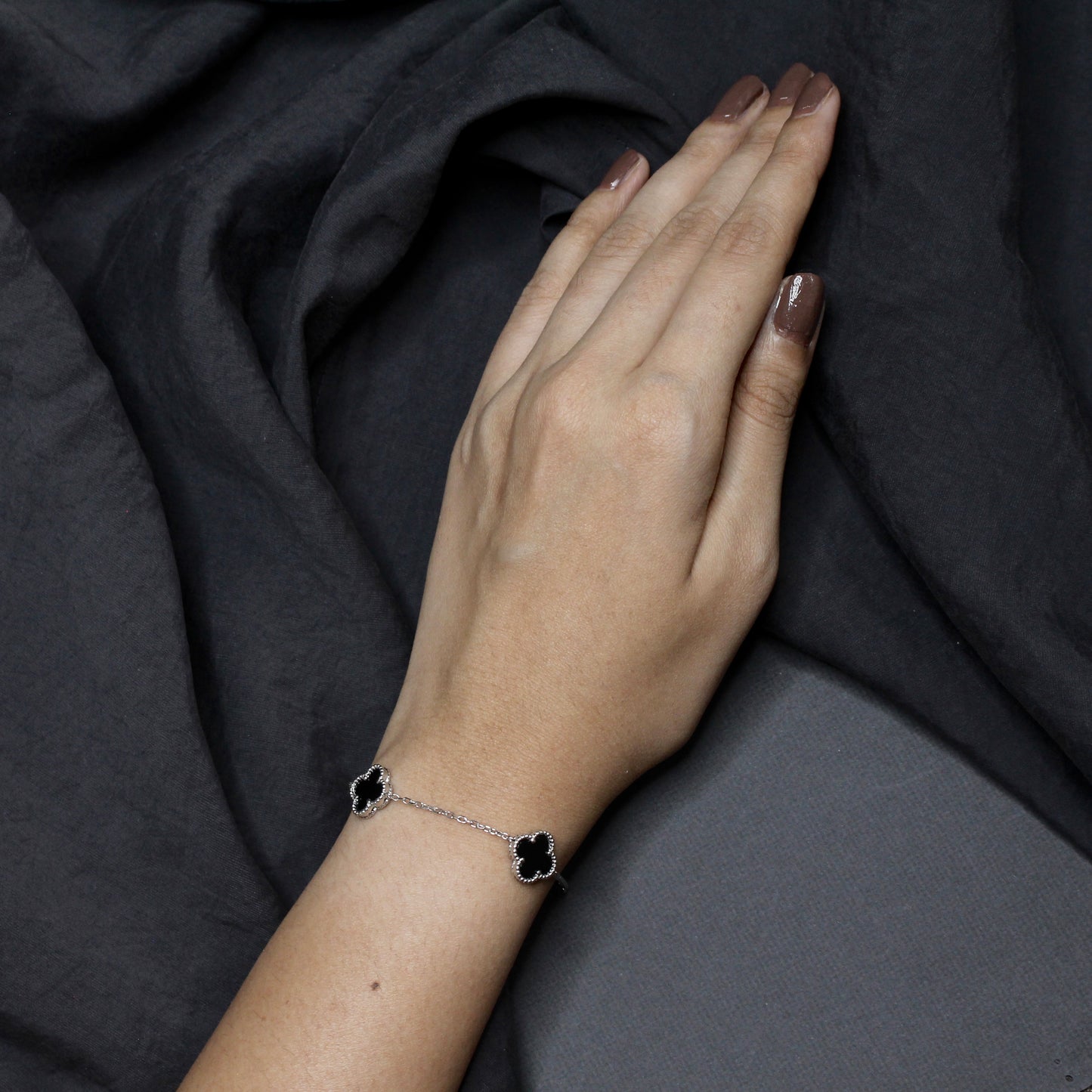 Noir Clover Enamel Bracelet