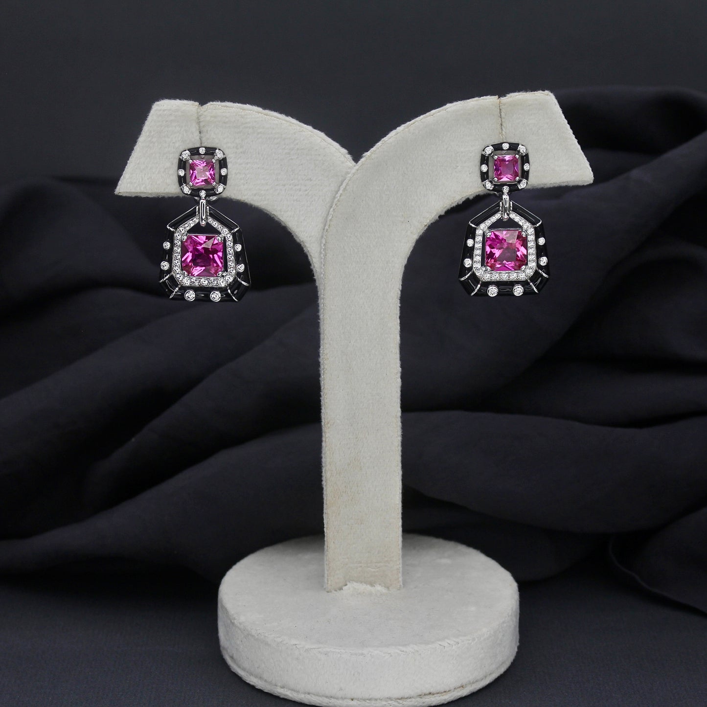 Fuchsia Noir Silver Drops