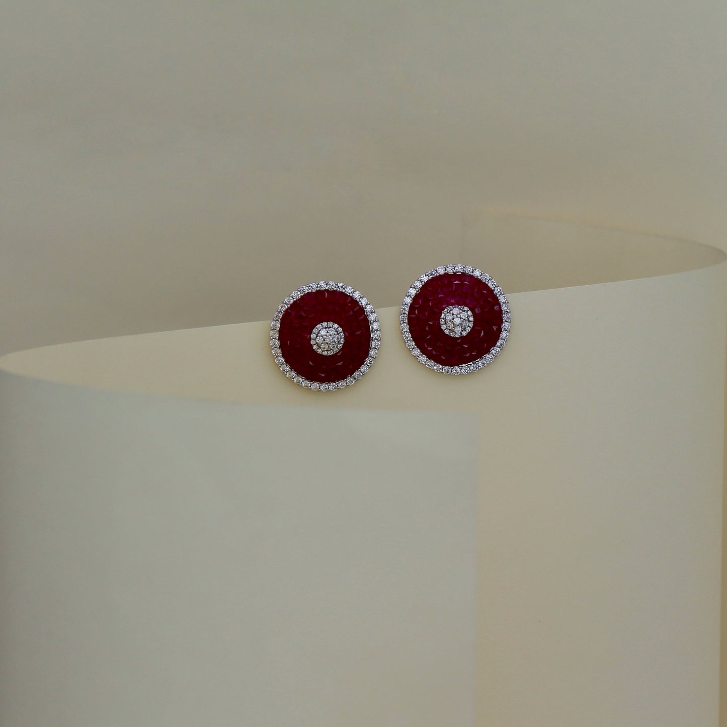 Ruby Gleam Circle Studs