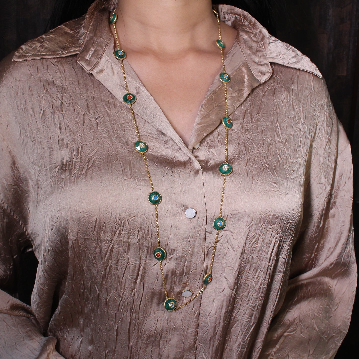 Evergreen Emerald Kundan Long Necklace