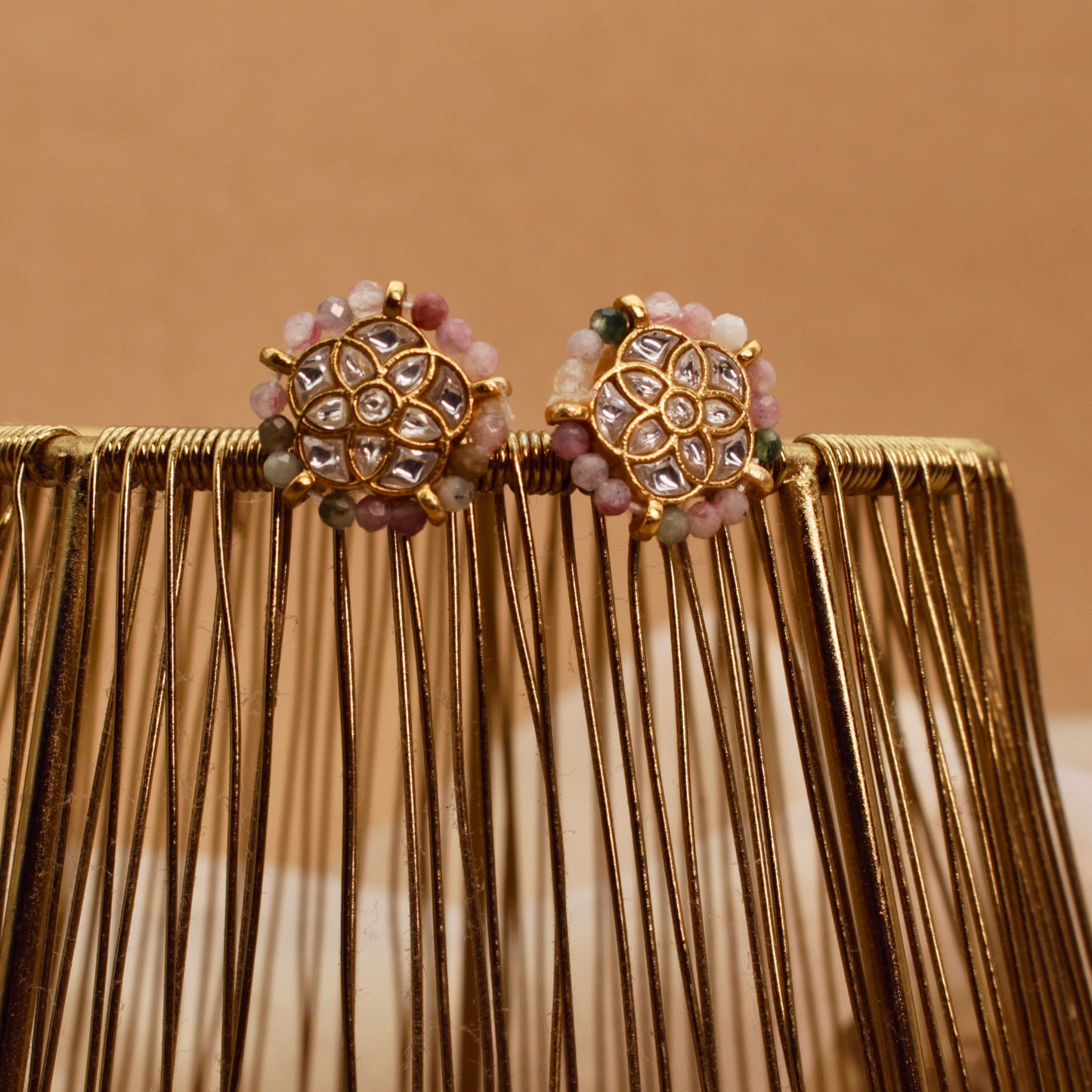 Floral Kundan Beaded Studs