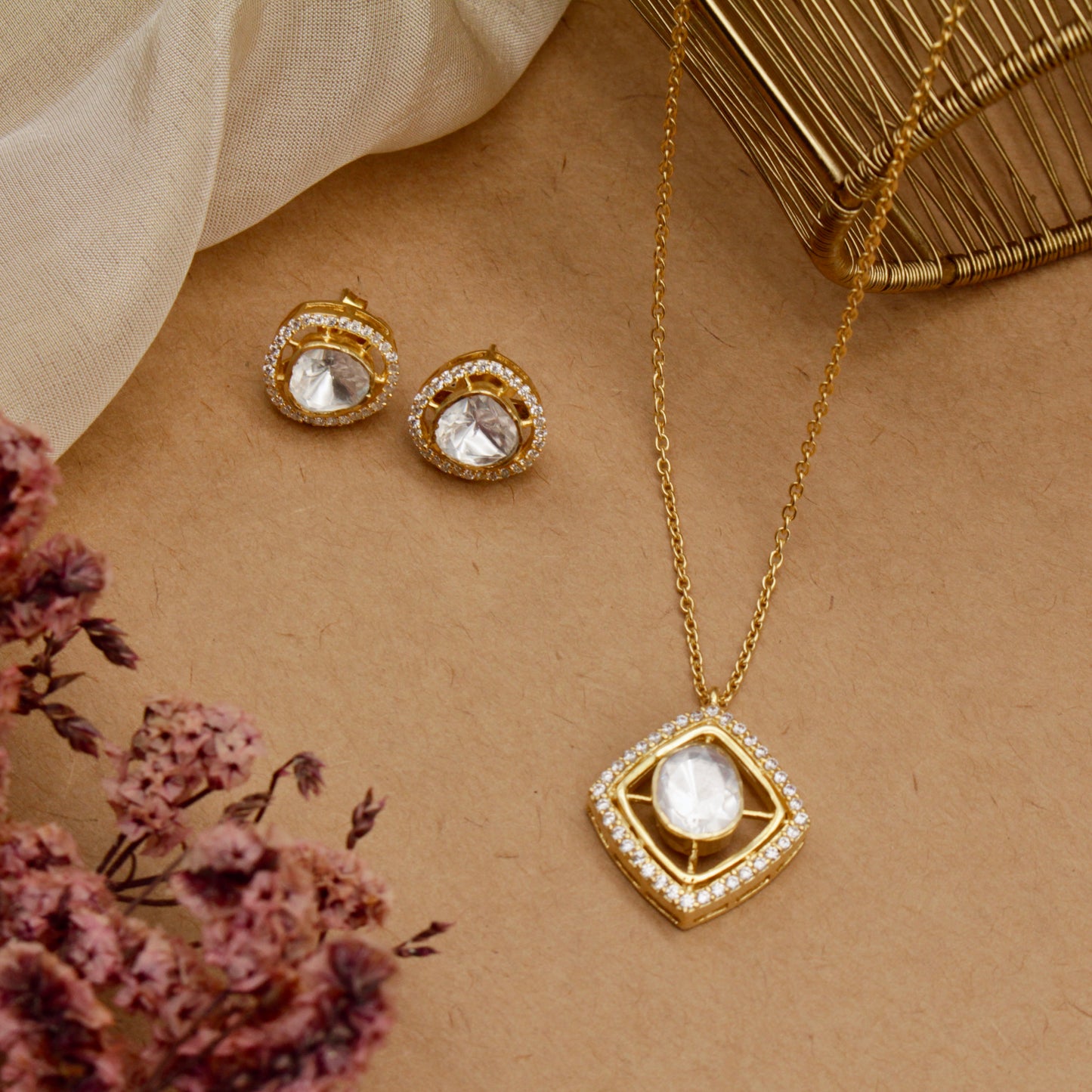 Statement Uncut Polki Pendant Set