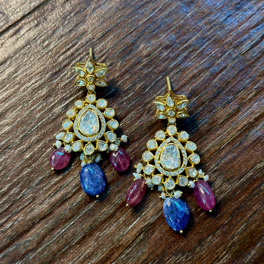 Royal Enchanted Uncut & Tanzanite Drop Earrings