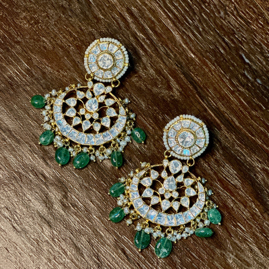 Emerald Radiance Chandbali Earrings
