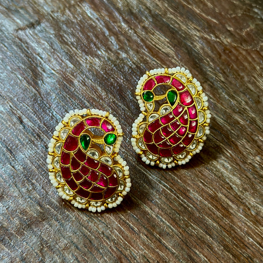 Paisley Elegance Kundan Studs