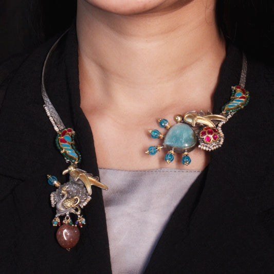 Asymmetrical Enamel Heritage Necklace