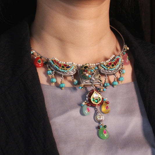 Mystic Peacock Kundan Hasli