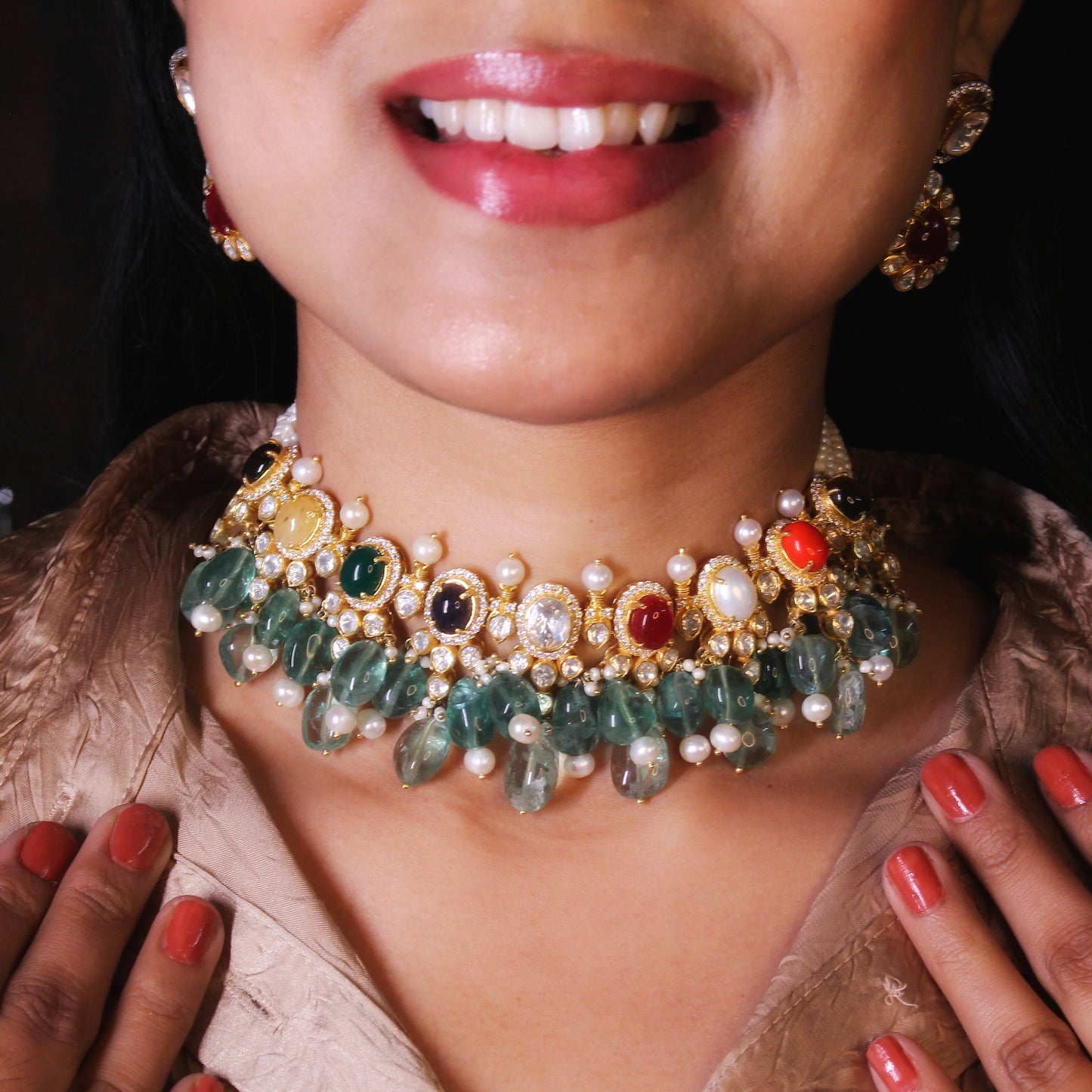 Navratna Gemstone Choker Set