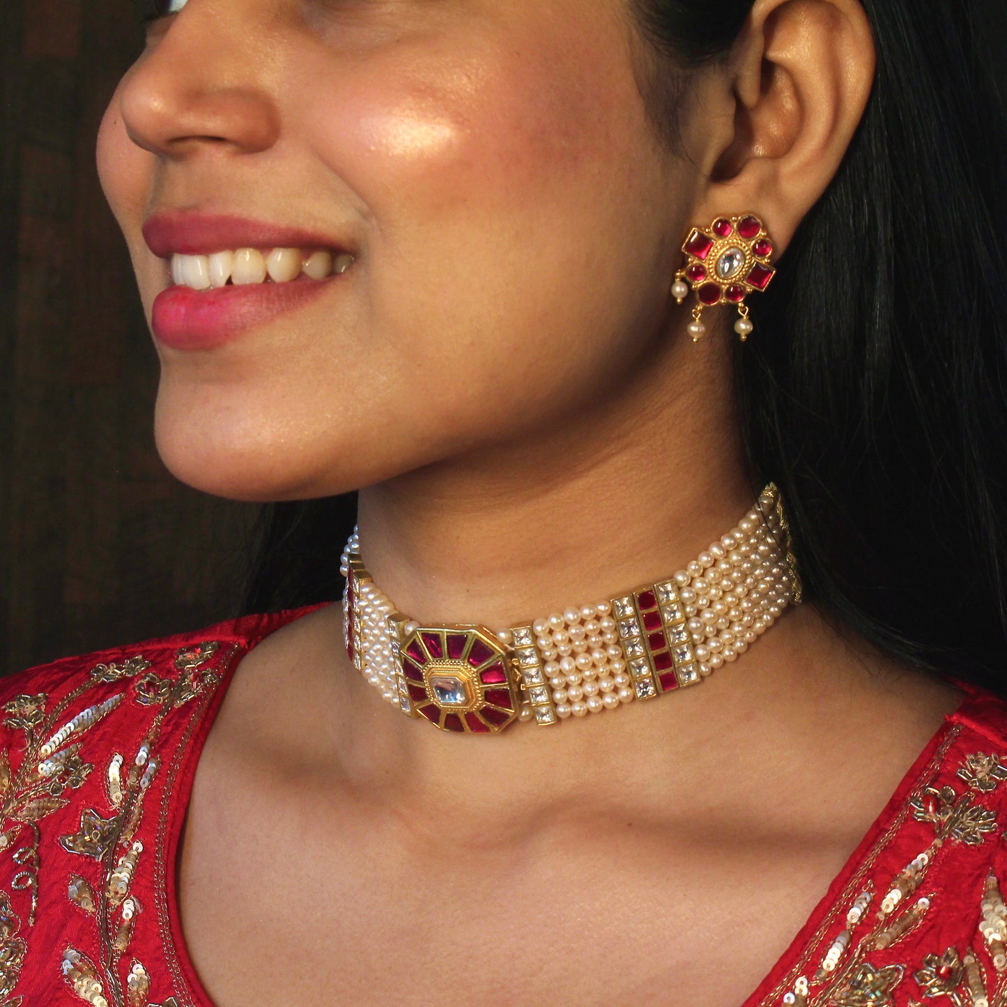 Ruby Grace Pearl Choker