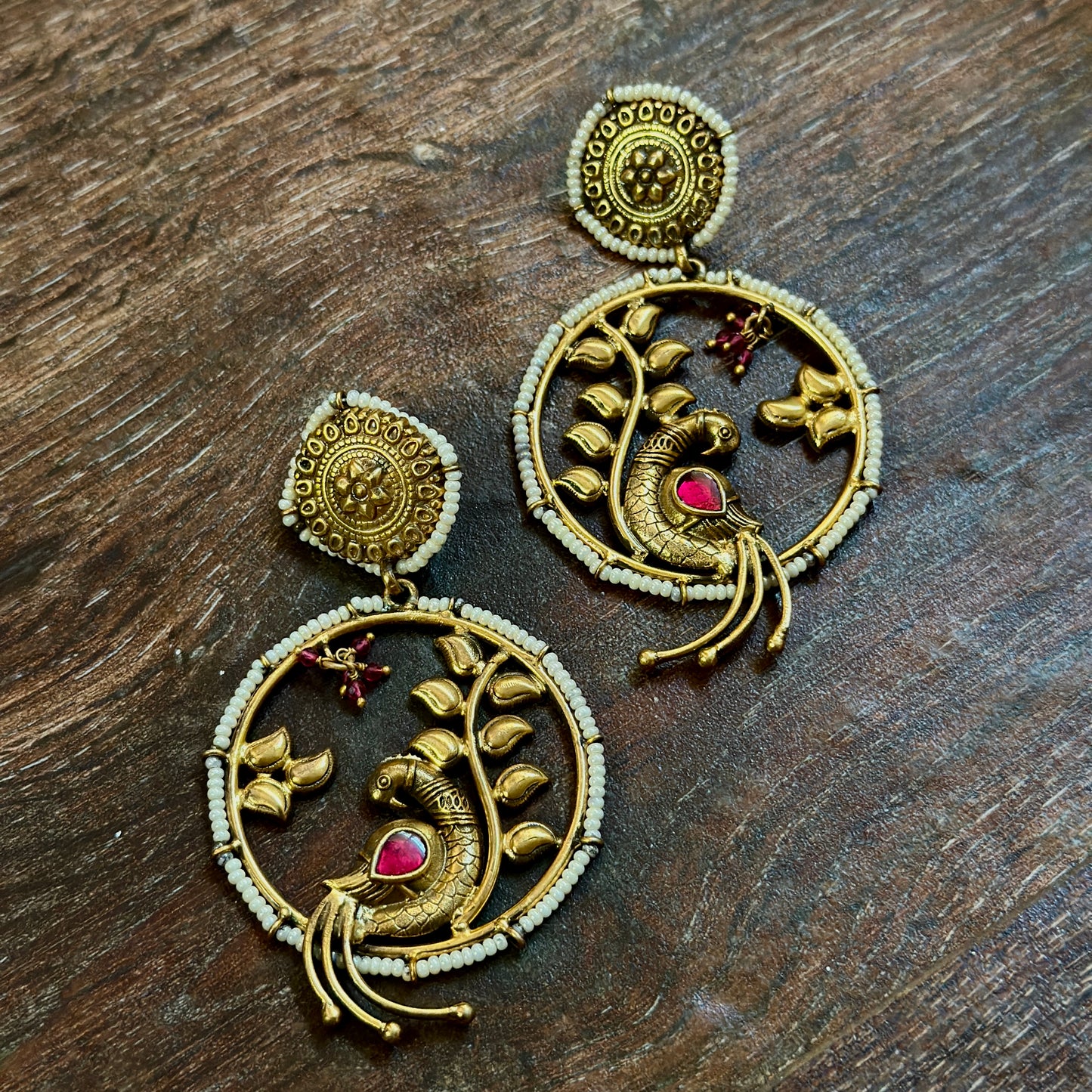 Ruby Peacock  Blossom Pearl Drops
