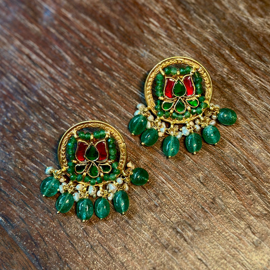 Emerald Royale Kundan Studs