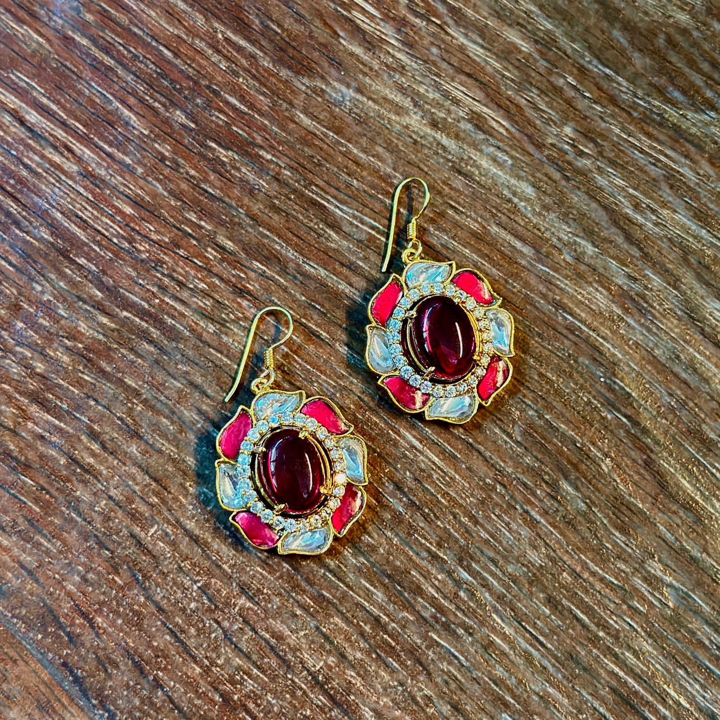 Crimson Petal Kundan Earrings