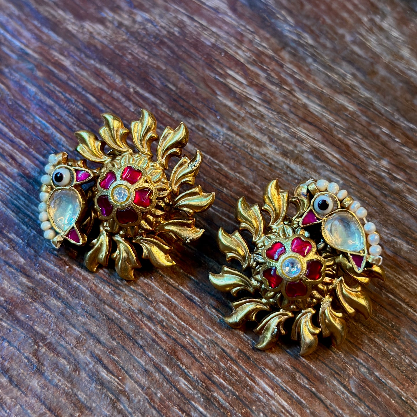 Golden Parrot Jadau Studs