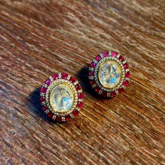 Regal Ruby Kundan Studs