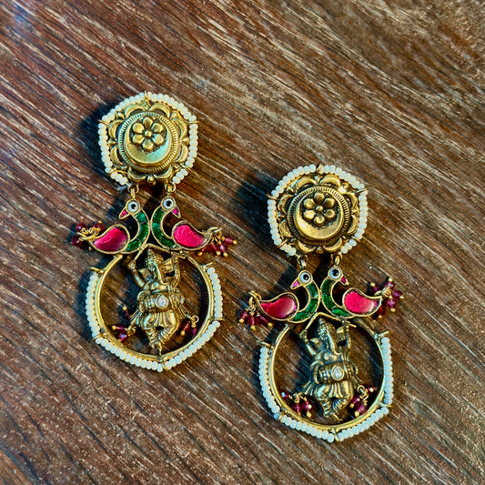 Divine Grace Peacock Danglers