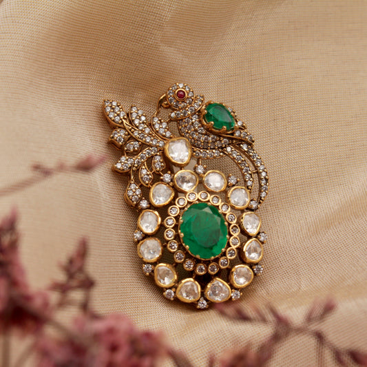 Emerald Majesty Peacock Brooch