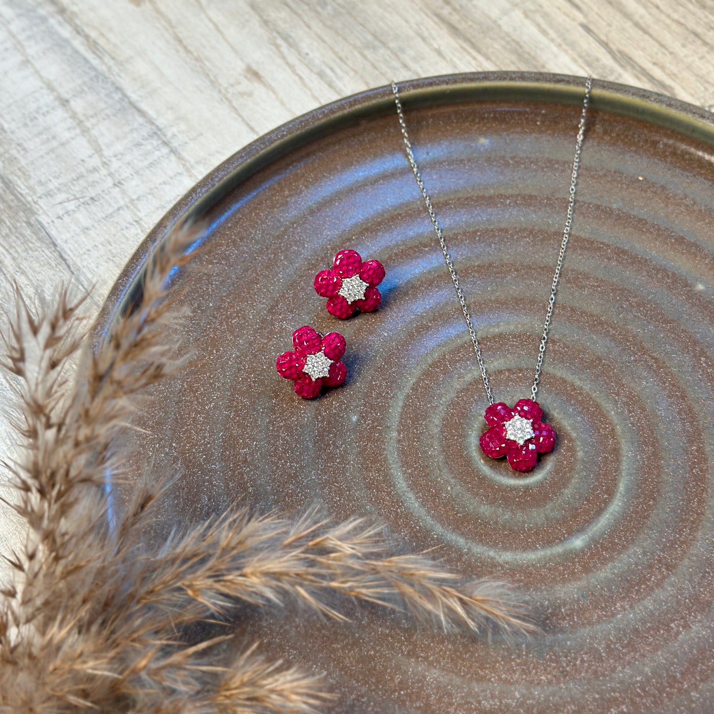 Ruby Bloom Petite Necklace Set
