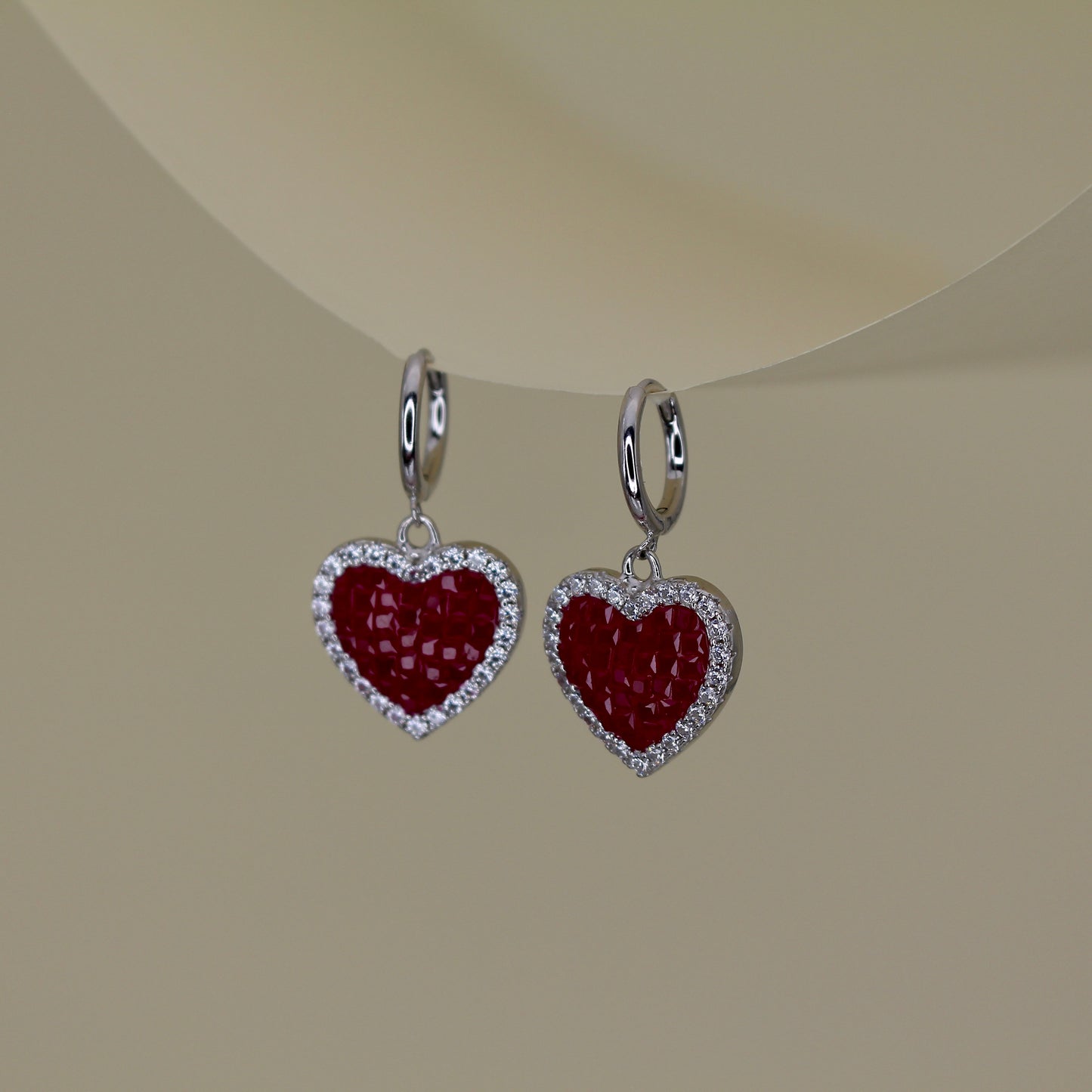 Ruby Heart Silver Hug