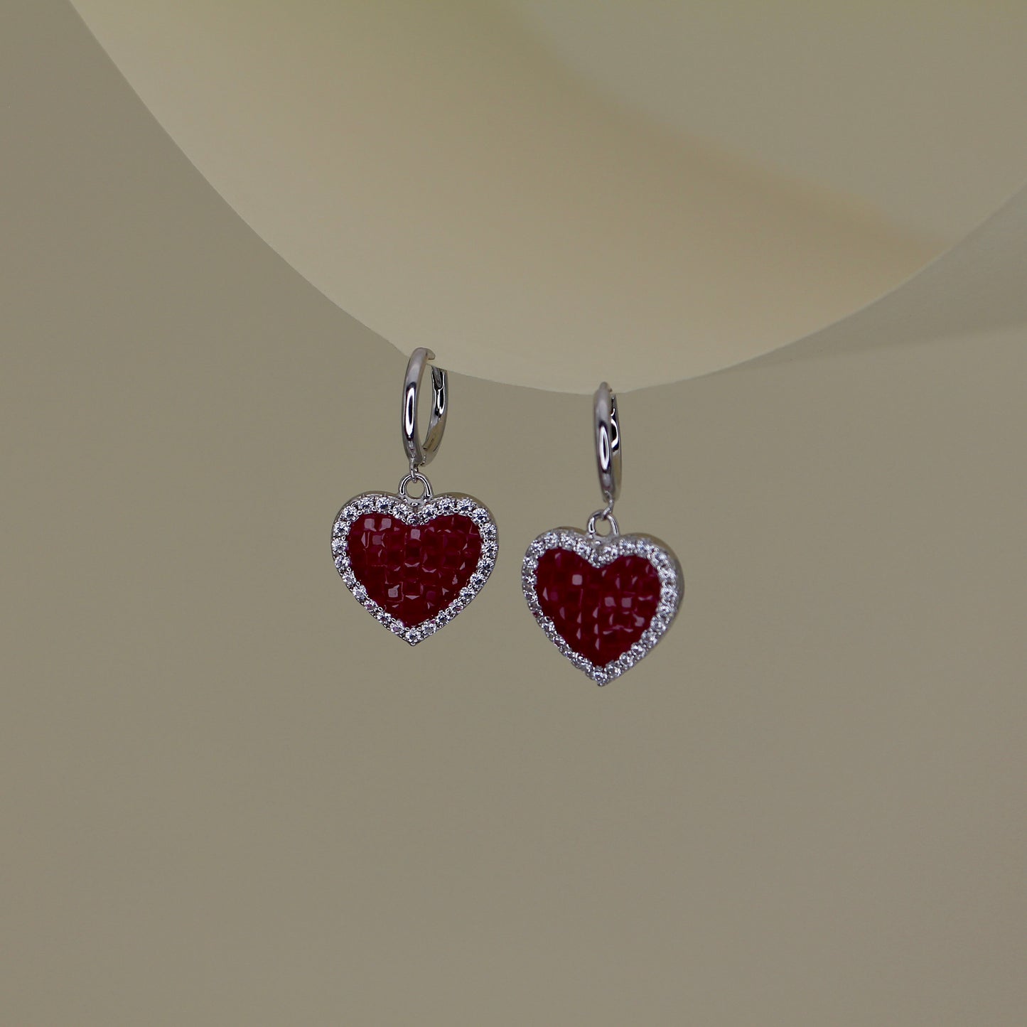 Ruby Heart Silver Hug