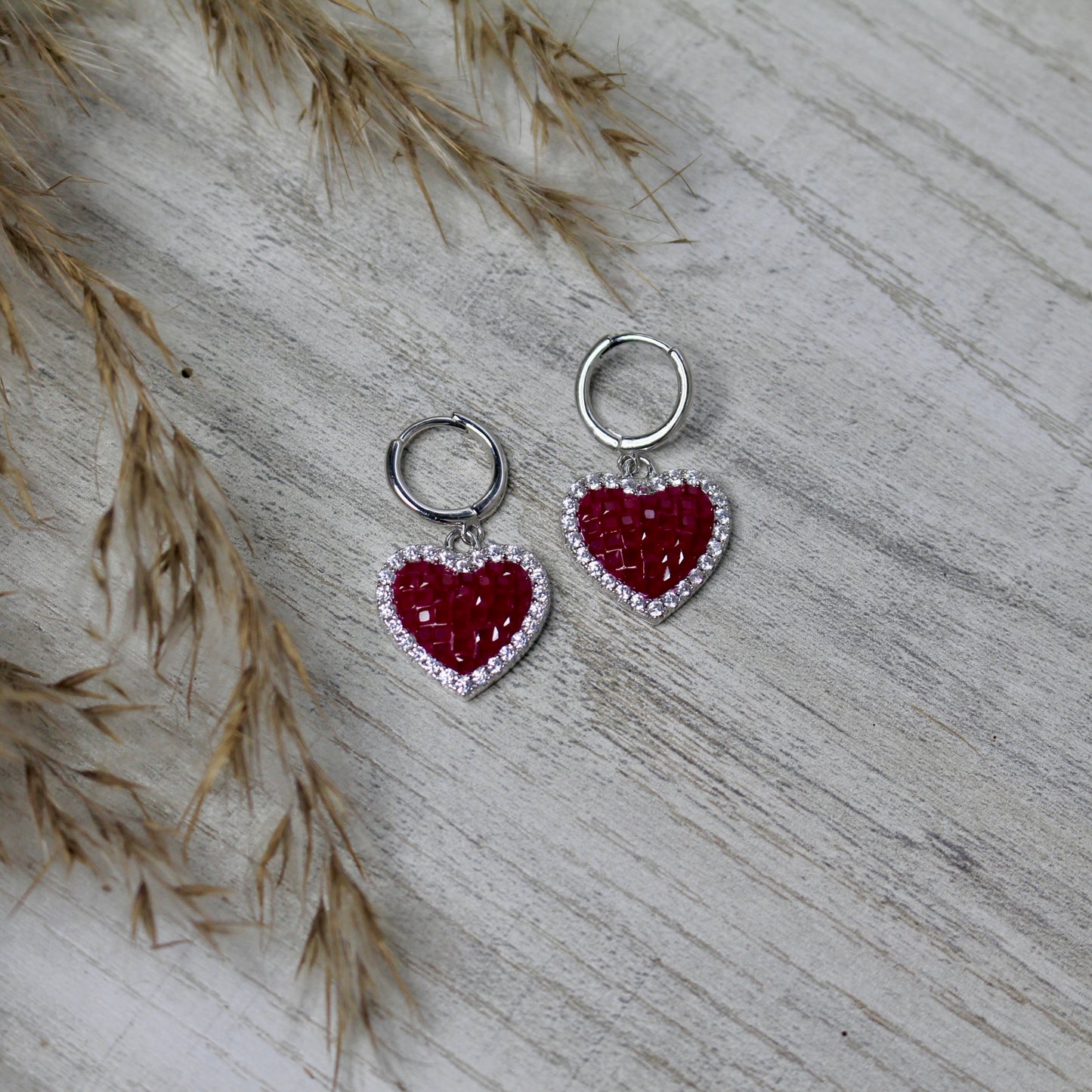 Ruby Heart Silver Hug