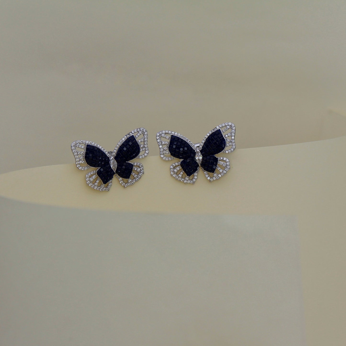 Midnight Flutter Silver Studs