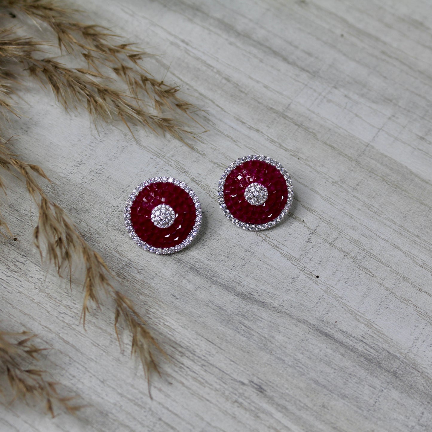 Ruby Gleam Circle Studs