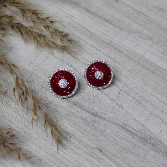 Ruby Gleam Circle Studs