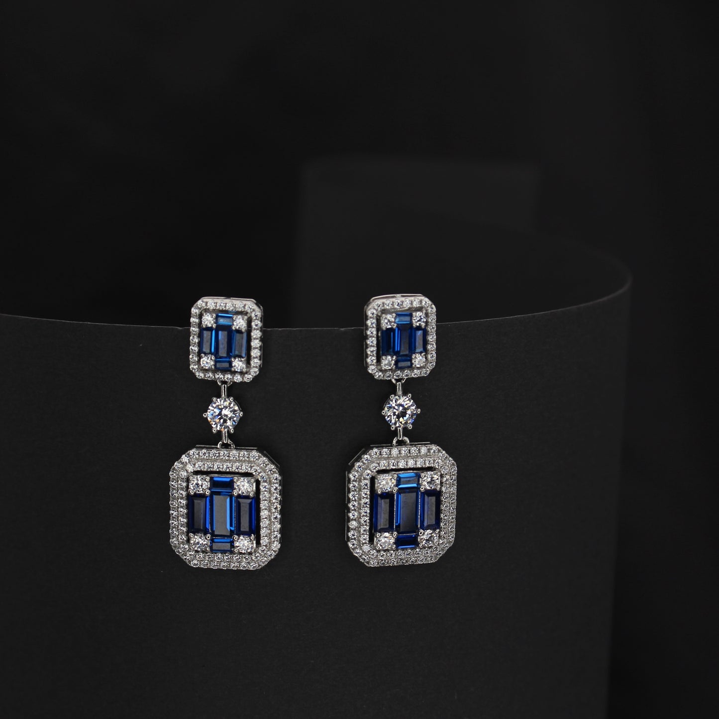 Sapphire Deco Silver Drops