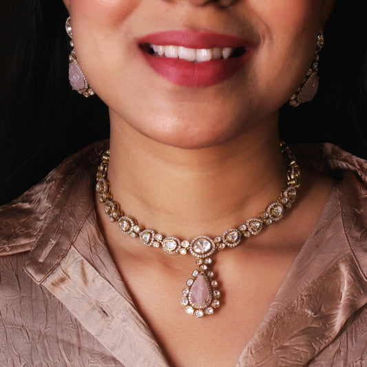 Morganite Blossom Uncut Polki Set