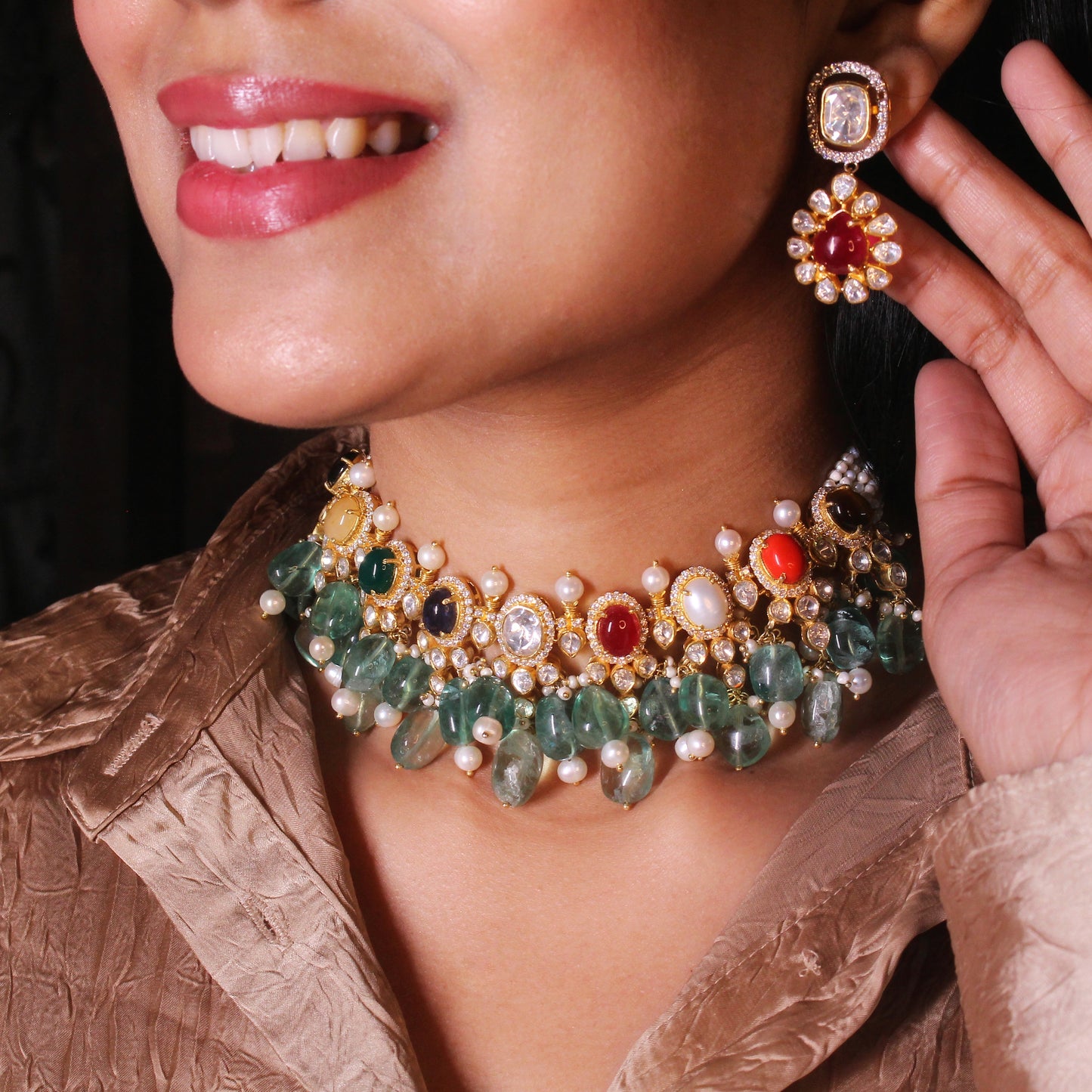 Navratna Gemstone Choker Set