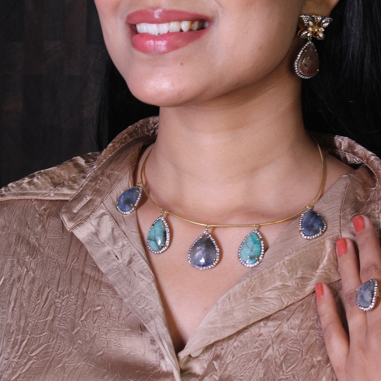 Mystic Blue Gemstone  Set