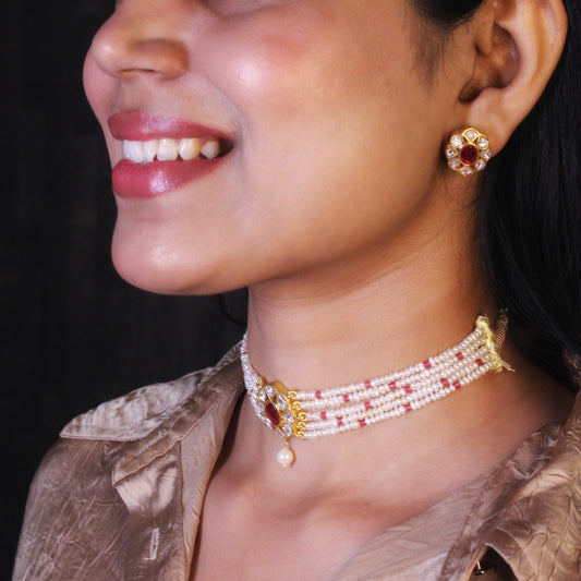 Pearl Radiance Ruby Choker Set