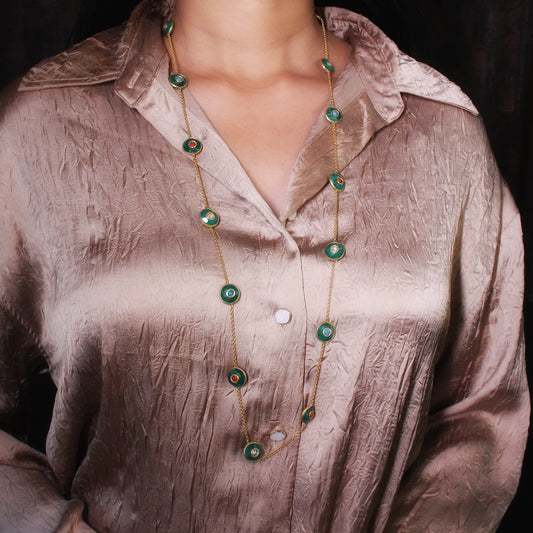 Evergreen Emerald Kundan Long Necklace