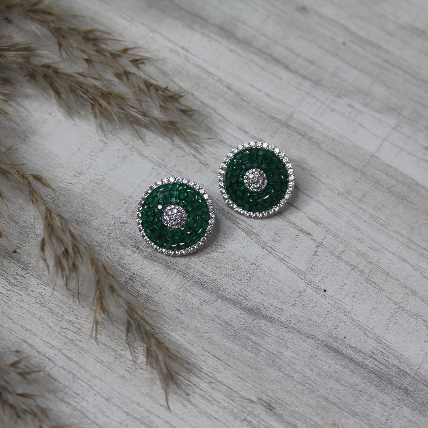 Emerald Mirage Silver Studs