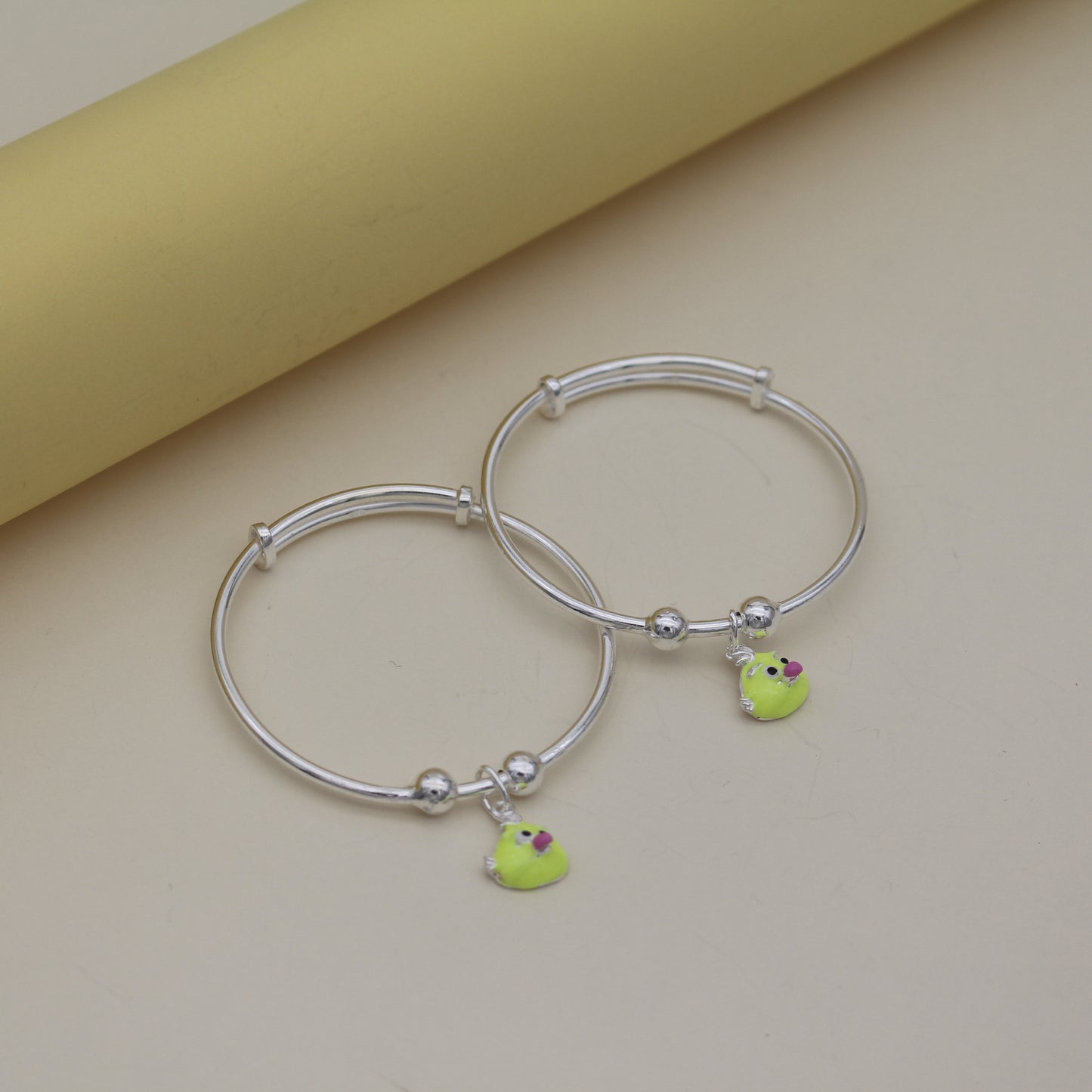 Lime Chick Silver Bangles