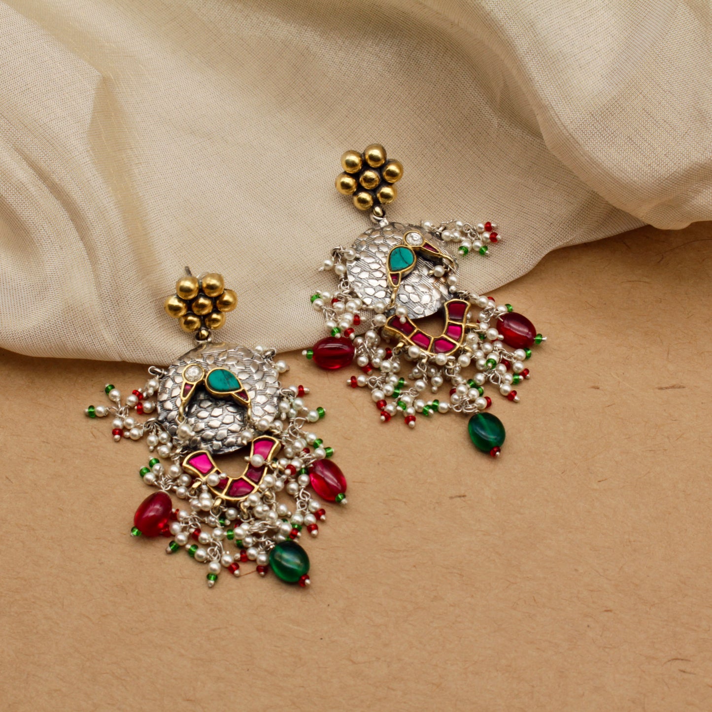 Deer Motif Pearl-Strand Necklace Set