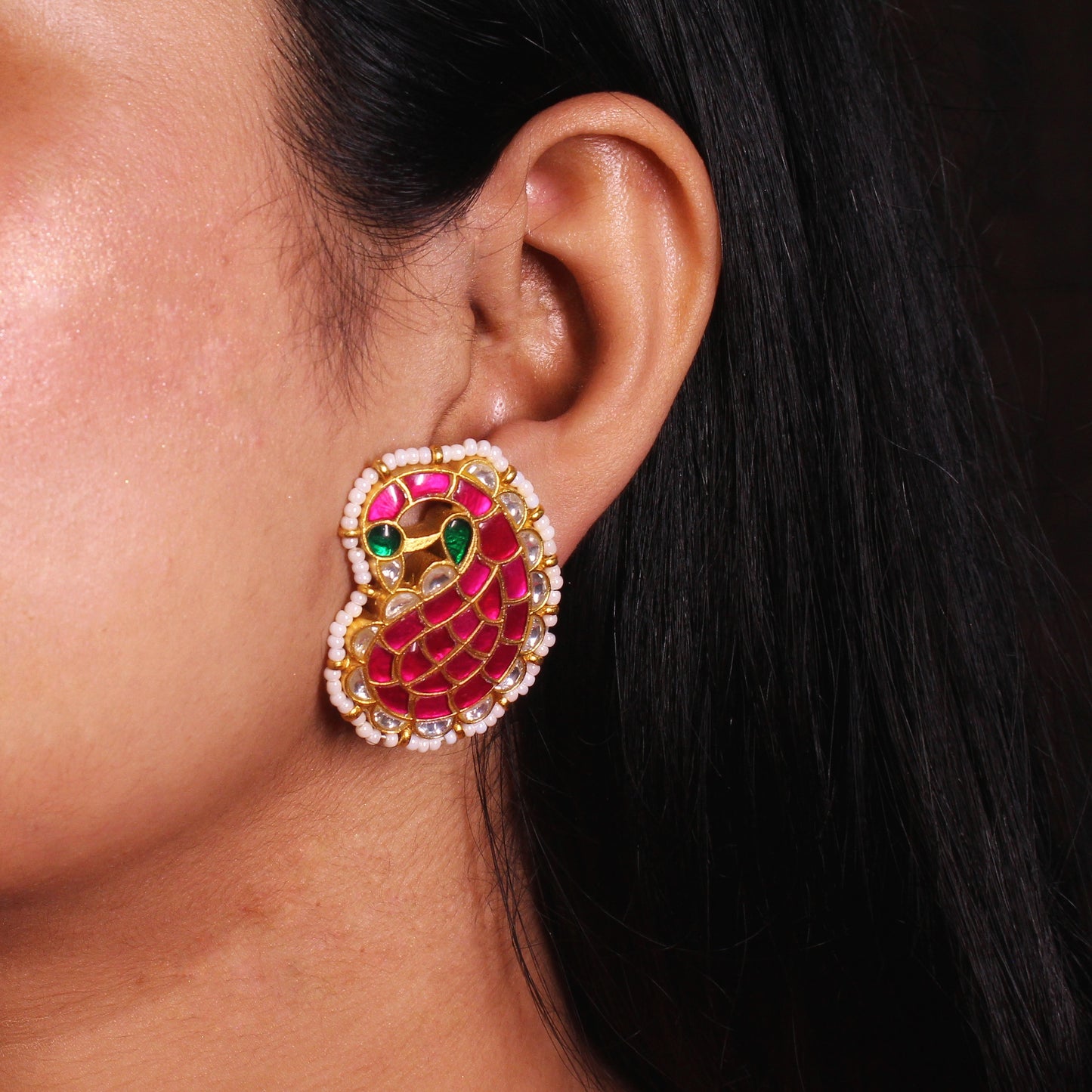 Paisley Elegance Kundan Studs