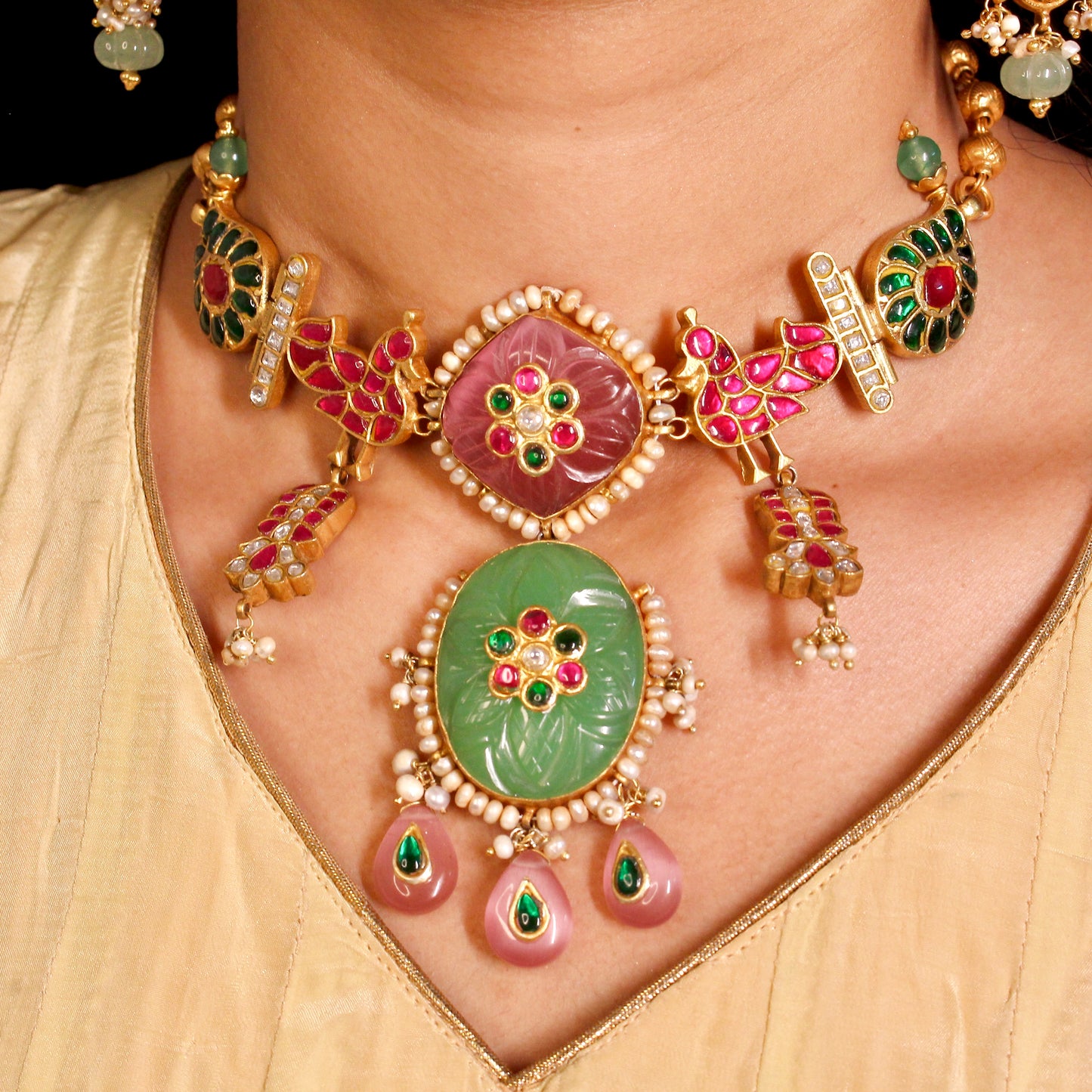 Royal Green Kundan Choker Set