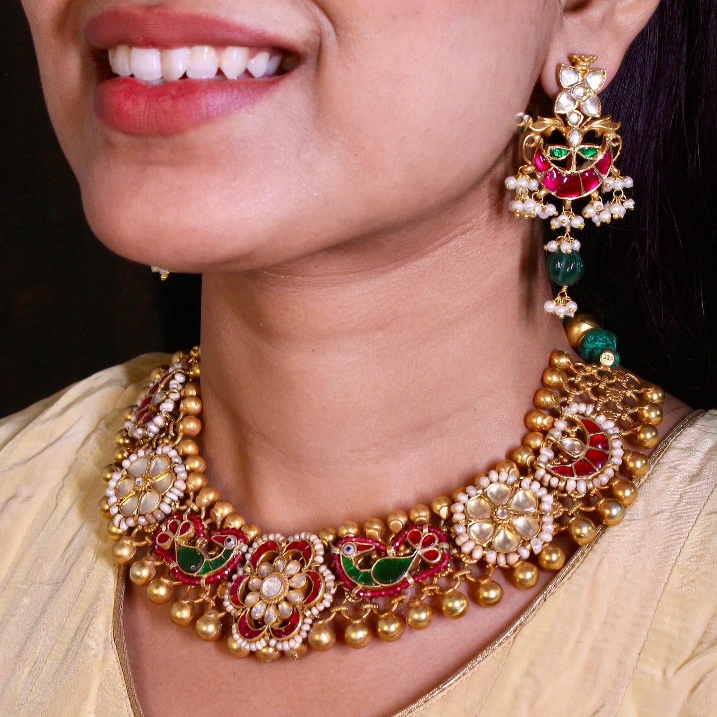 Peacock Royale Kundan Necklace Set