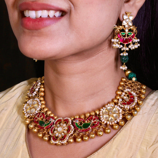 Peacock Royale Kundan Necklace Set