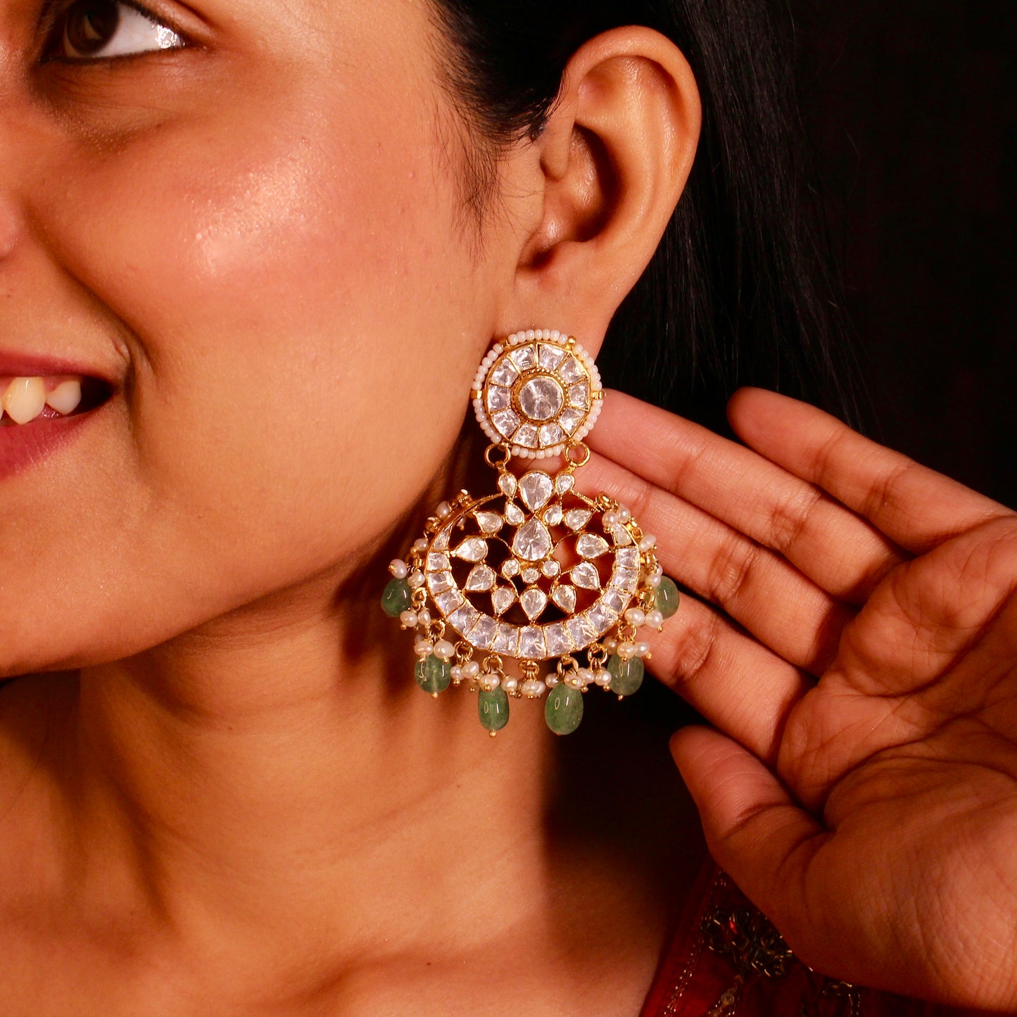 Emerald Radiance Chandbali Earrings
