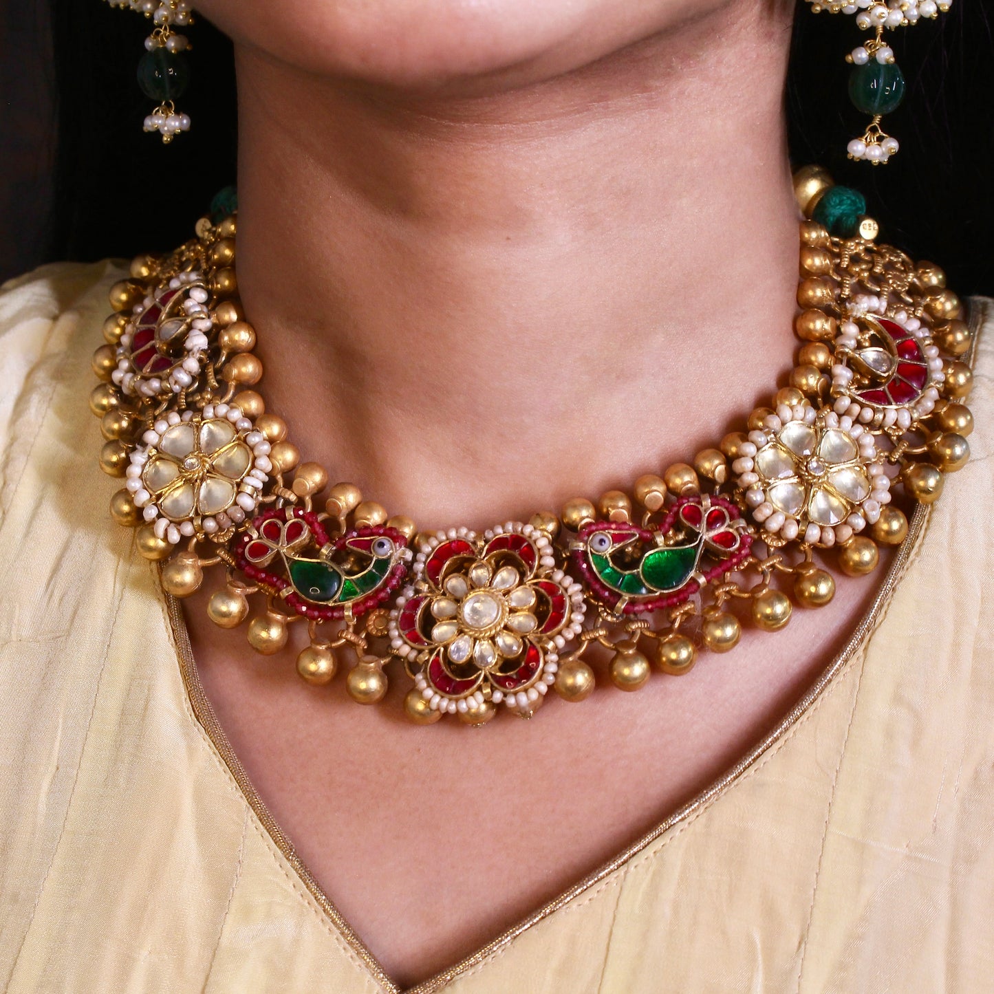 Peacock Royale Kundan Necklace Set