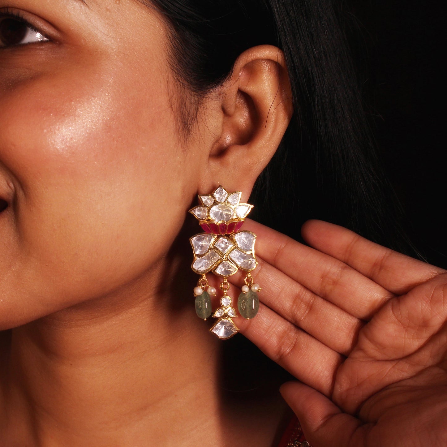 Lotus Bloom Emerald Chandbalis