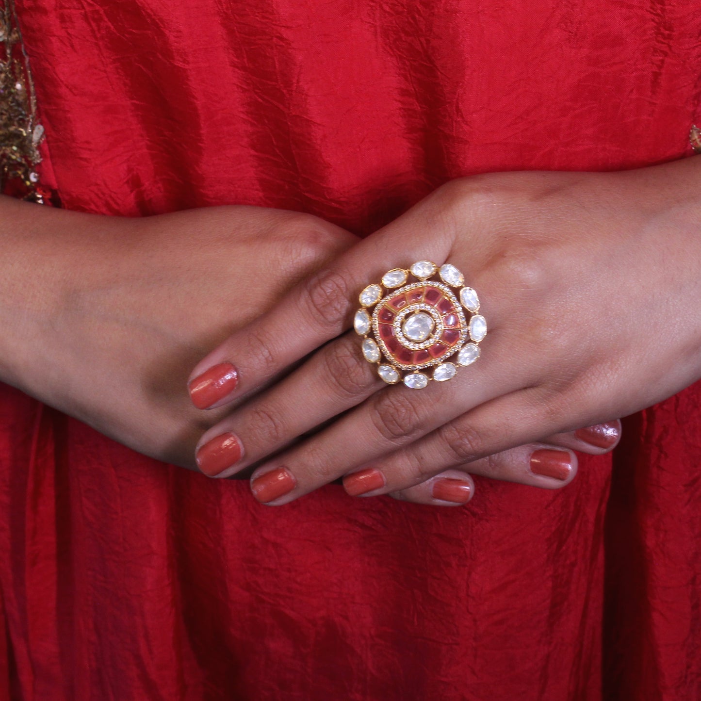 Royal Pink Polki Ring