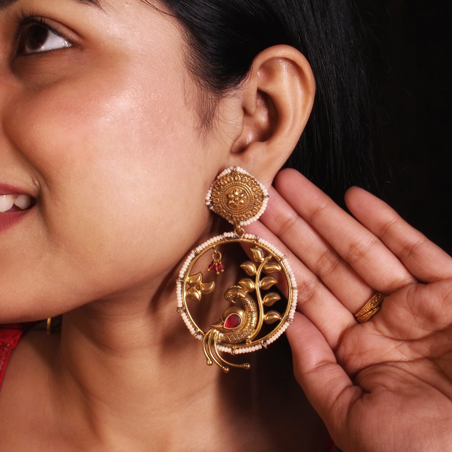 Ruby Peacock  Blossom Pearl Drops