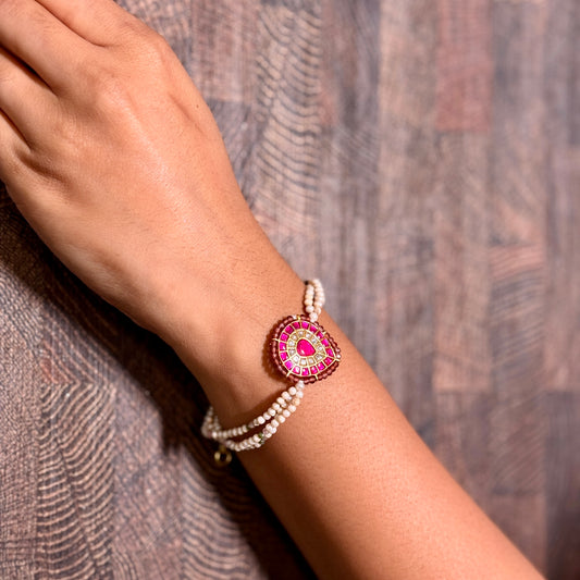 Ruby Teardrop Polki Bracelet